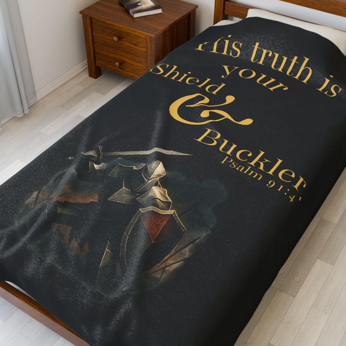 Inspirational Velveteen Plush Blanket - 'His Truth is Your Shield & Buckler'