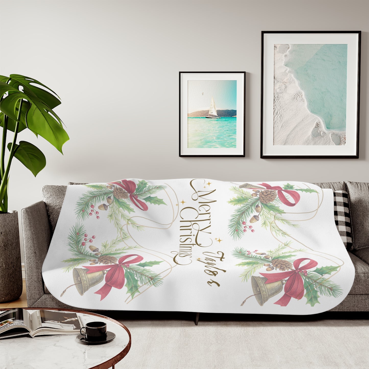 Personalized Sherpa Blanket - Cozy Throw for Christmas Decor