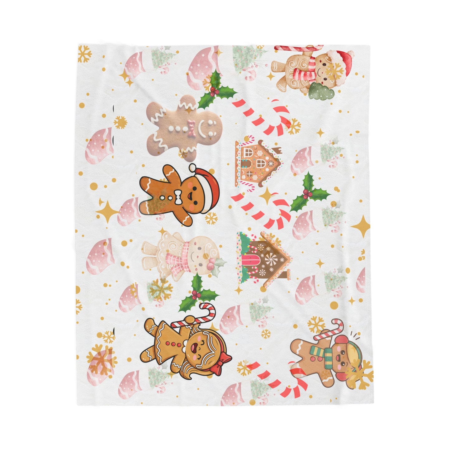 Cozy Gingerbread Holiday Velveteen Plush Blanket