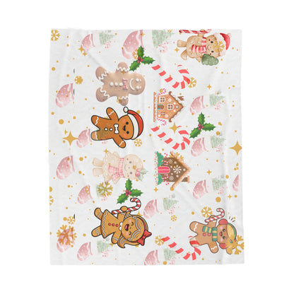 Cozy Gingerbread Holiday Velveteen Plush Blanket