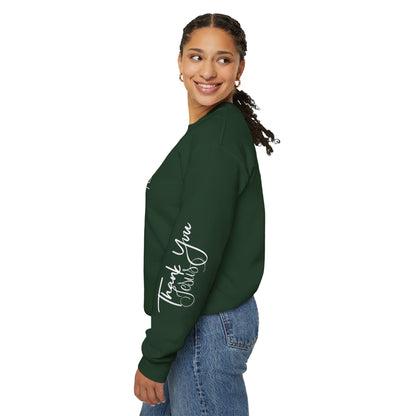 Faith-Inspired Unisex Crewneck Sweatshirt with Thank You & Jesus Design