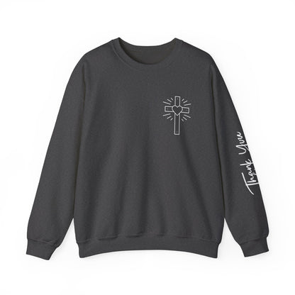 Faith-Inspired Unisex Crewneck Sweatshirt with Thank You & Jesus Design