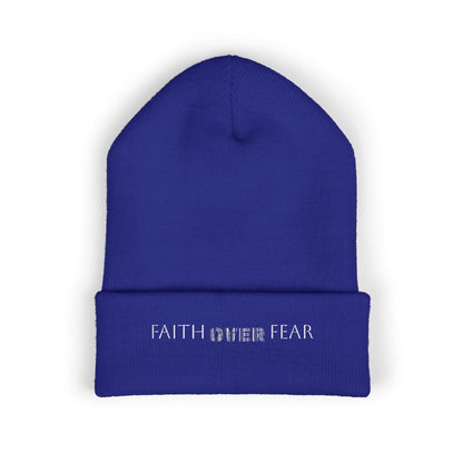 Faith Over Fear Cuffed Beanie with Embroidery