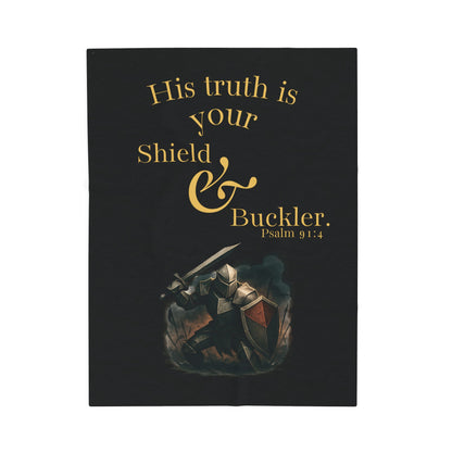 Inspirational Velveteen Plush Blanket - 'His Truth is Your Shield & Buckler'