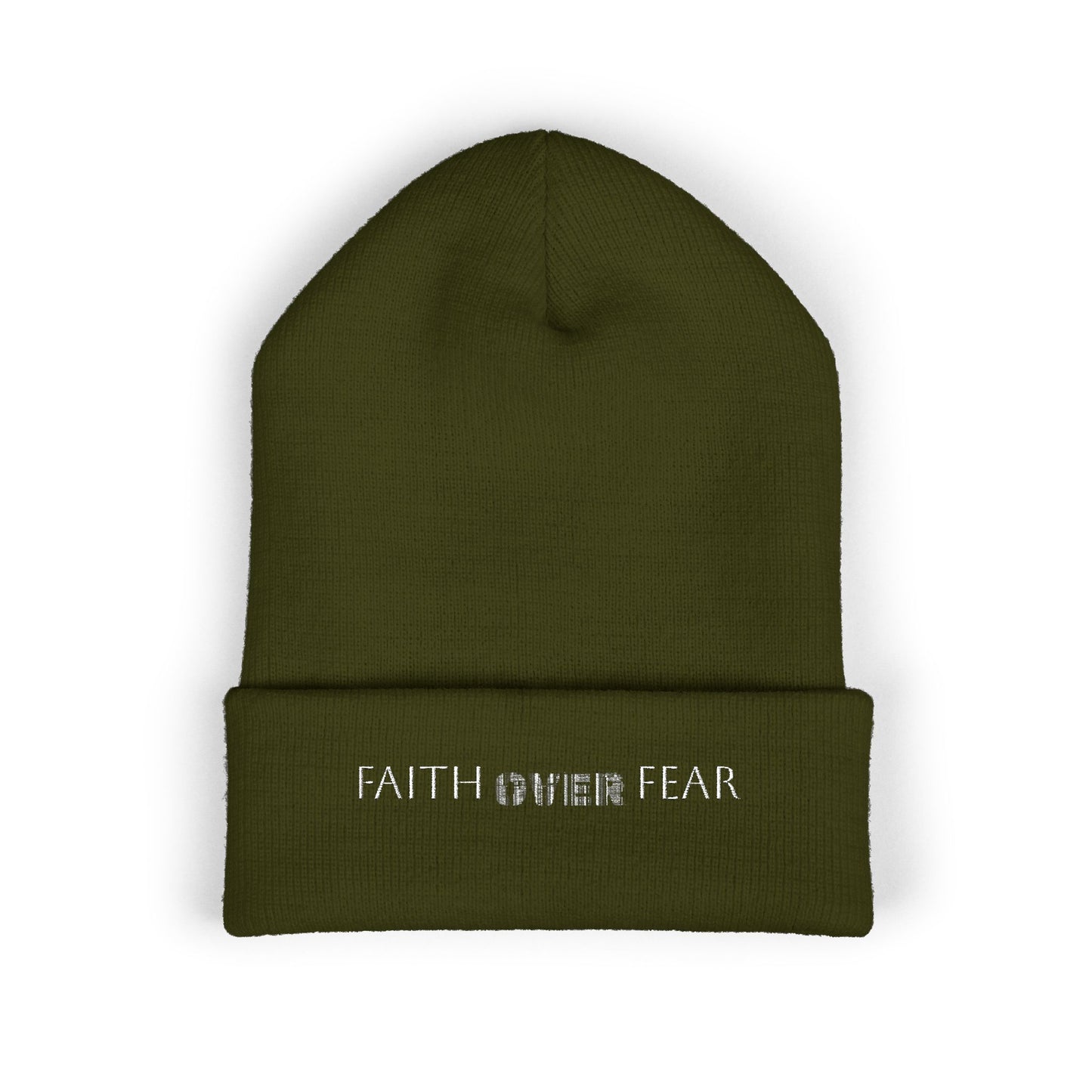 Faith Over Fear Cuffed Beanie with Embroidery