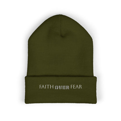 Faith Over Fear Cuffed Beanie with Embroidery