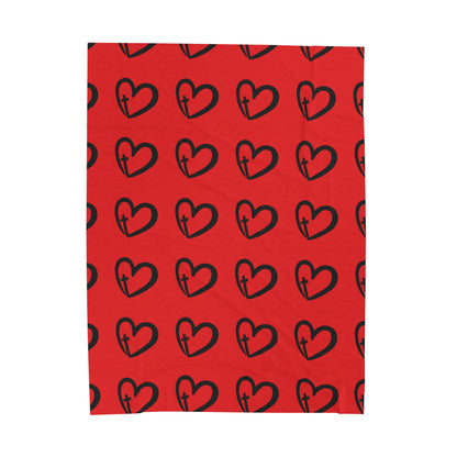 Cozy Heart Print Velveteen Plush Blanket