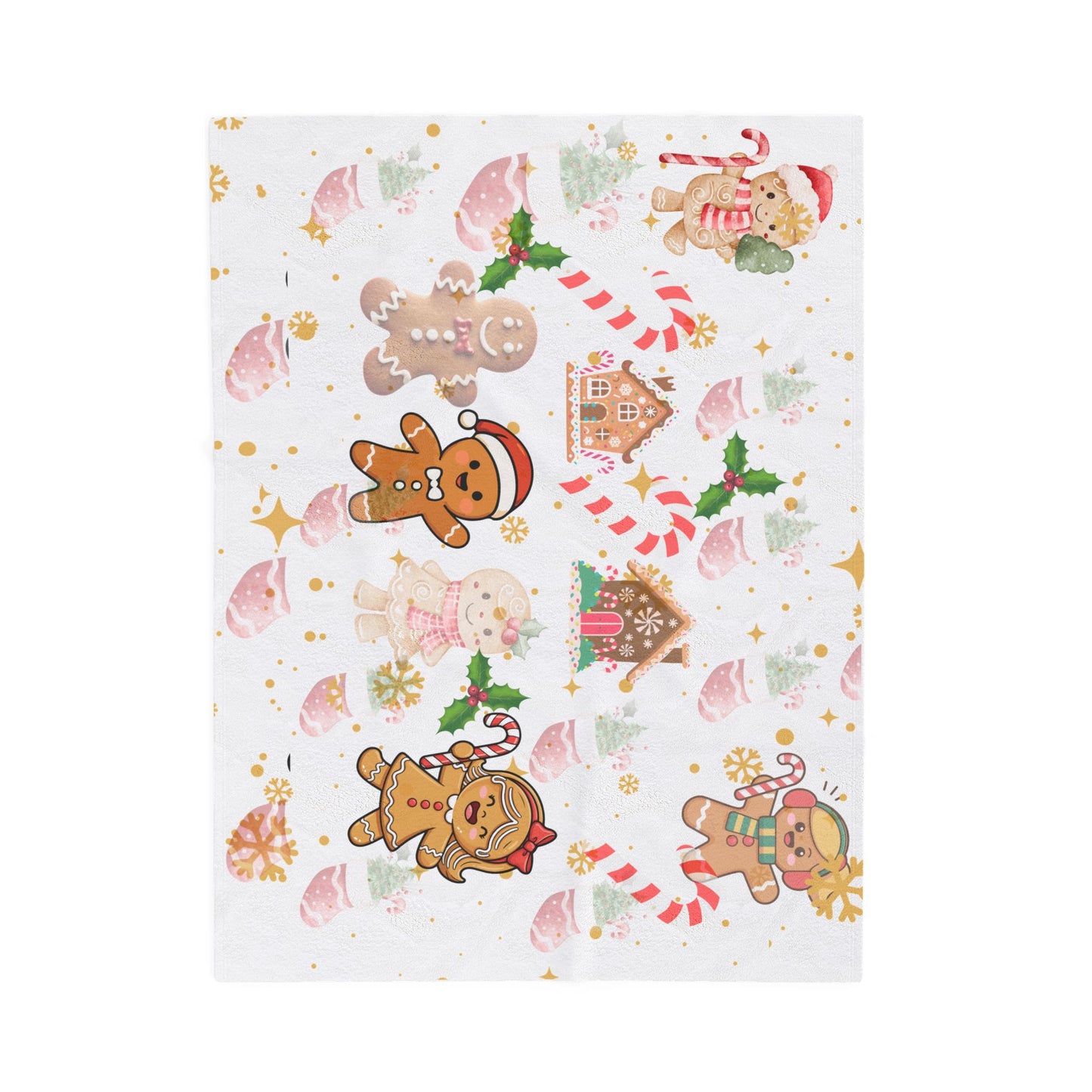 Cozy Gingerbread Holiday Velveteen Plush Blanket