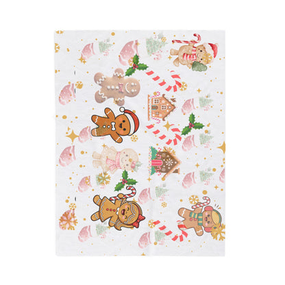 Cozy Gingerbread Holiday Velveteen Plush Blanket