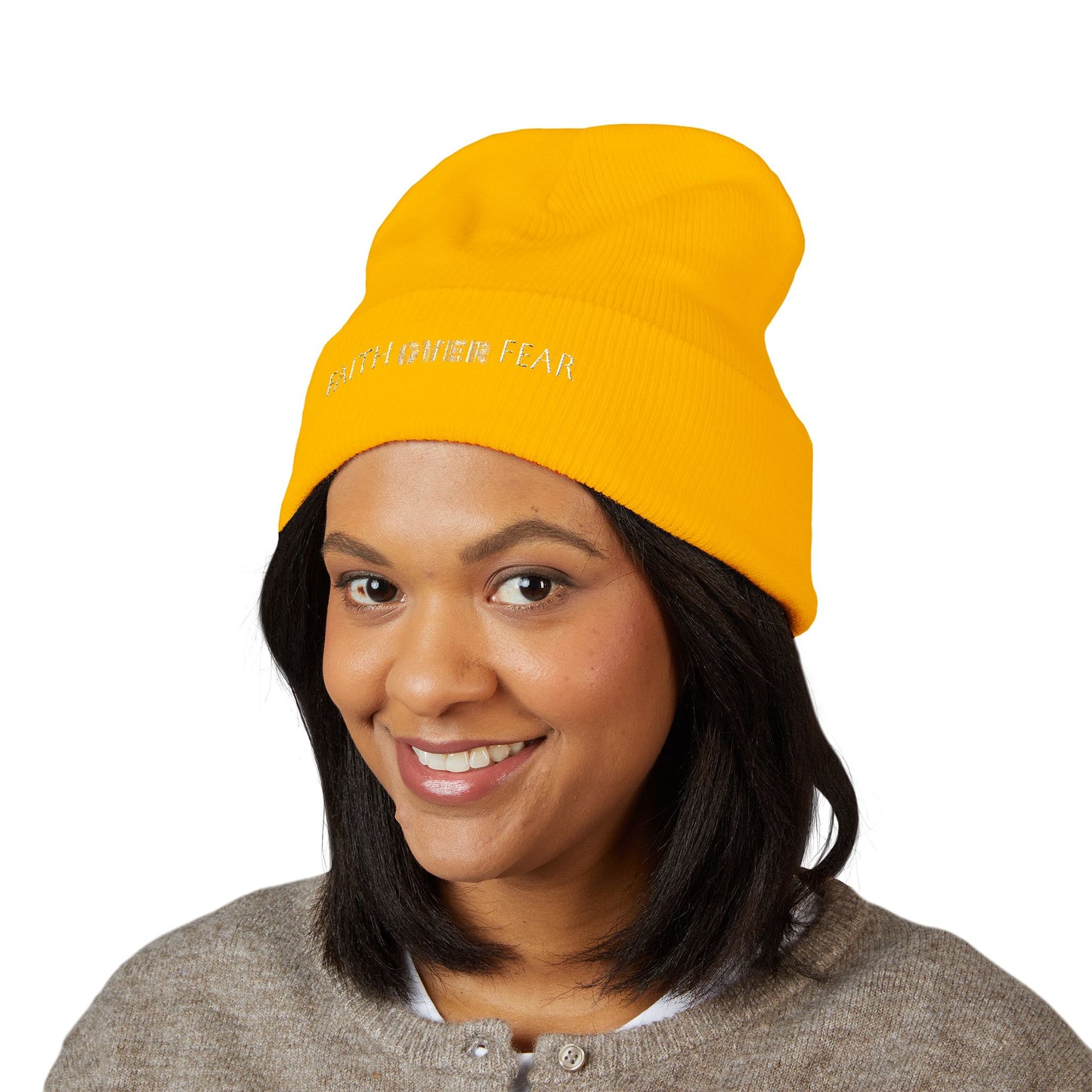 Faith Over Fear Cuffed Beanie with Embroidery