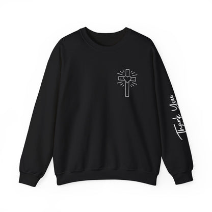 Faith-Inspired Unisex Crewneck Sweatshirt with Thank You & Jesus Design
