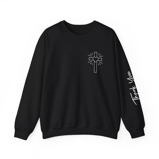 Faith-Inspired Unisex Crewneck Sweatshirt with Thank You & Jesus Design