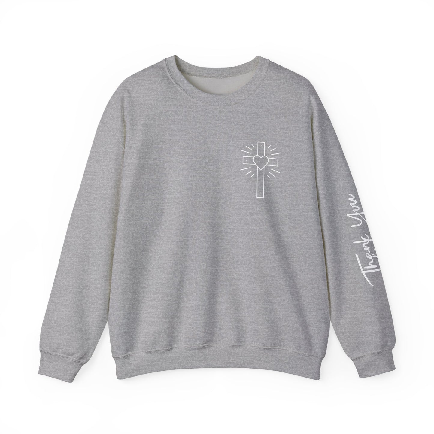 Faith-Inspired Unisex Crewneck Sweatshirt with Thank You & Jesus Design