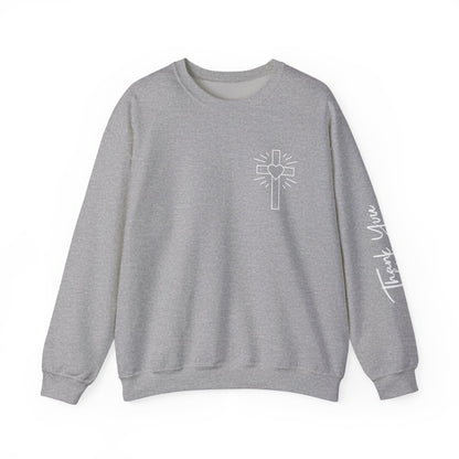 Faith-Inspired Unisex Crewneck Sweatshirt with Thank You & Jesus Design