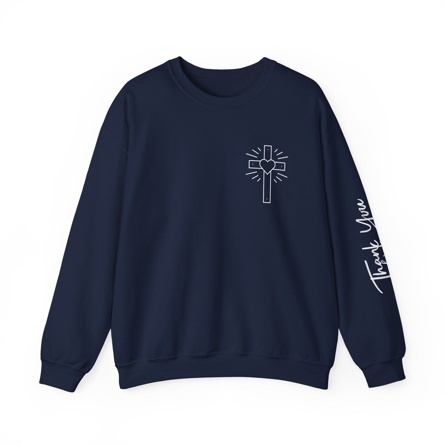 Faith-Inspired Unisex Crewneck Sweatshirt with Thank You & Jesus Design