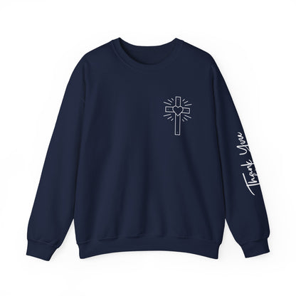 Faith-Inspired Unisex Crewneck Sweatshirt with Thank You & Jesus Design