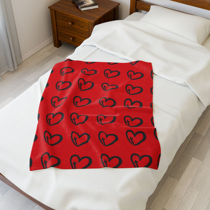 Cozy Heart Print Velveteen Plush Blanket