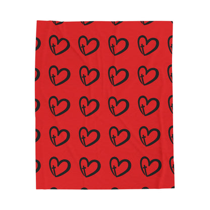 Cozy Heart Print Velveteen Plush Blanket