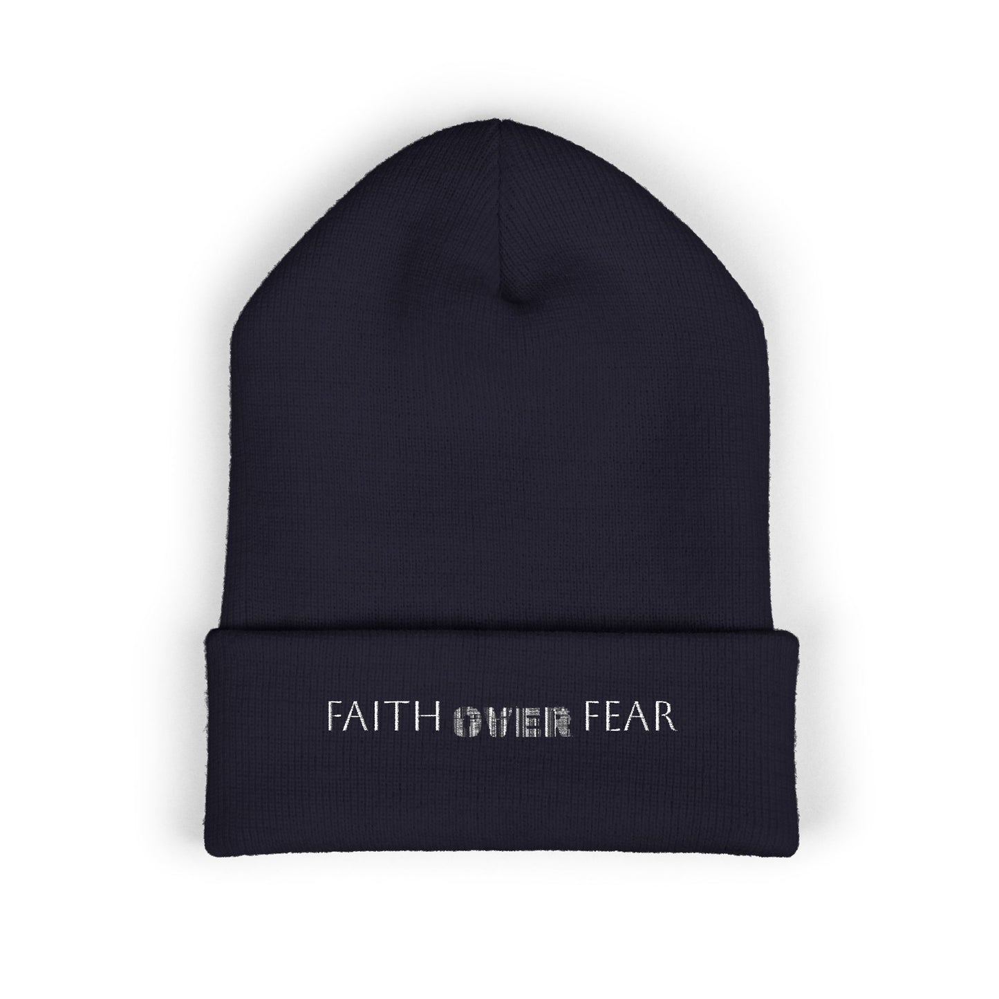 Faith Over Fear Cuffed Beanie with Embroidery