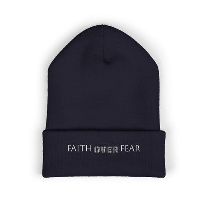 Faith Over Fear Cuffed Beanie with Embroidery