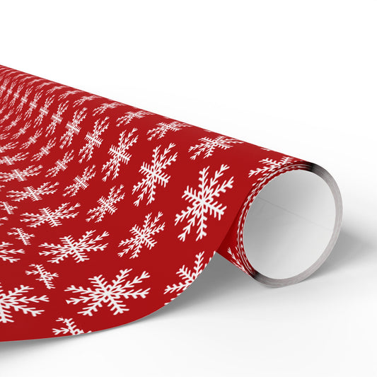 Snowflake Holiday Wrapping Paper - Festive Red Gift Wrap for Christmas and Winter Celebrations