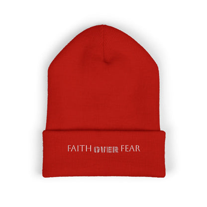 Faith Over Fear Cuffed Beanie with Embroidery