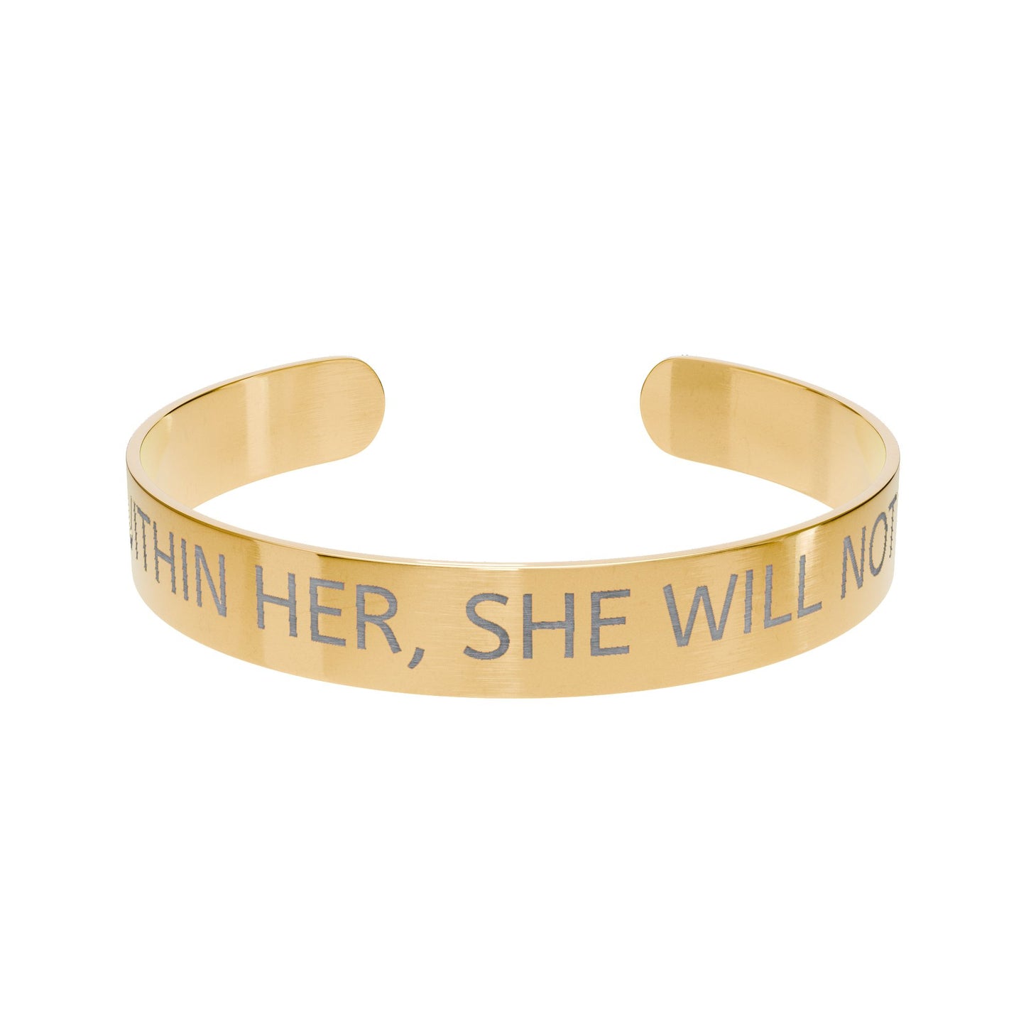 "She Will Not Fail" Psalm 46:5 - Engraved Rose Gold Cuff Bracelet