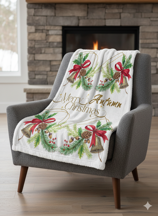 Personalized Sherpa Blanket - Cozy Throw for Christmas Decor