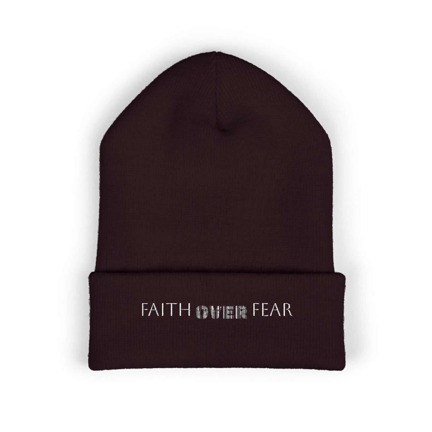 Faith Over Fear Cuffed Beanie with Embroidery