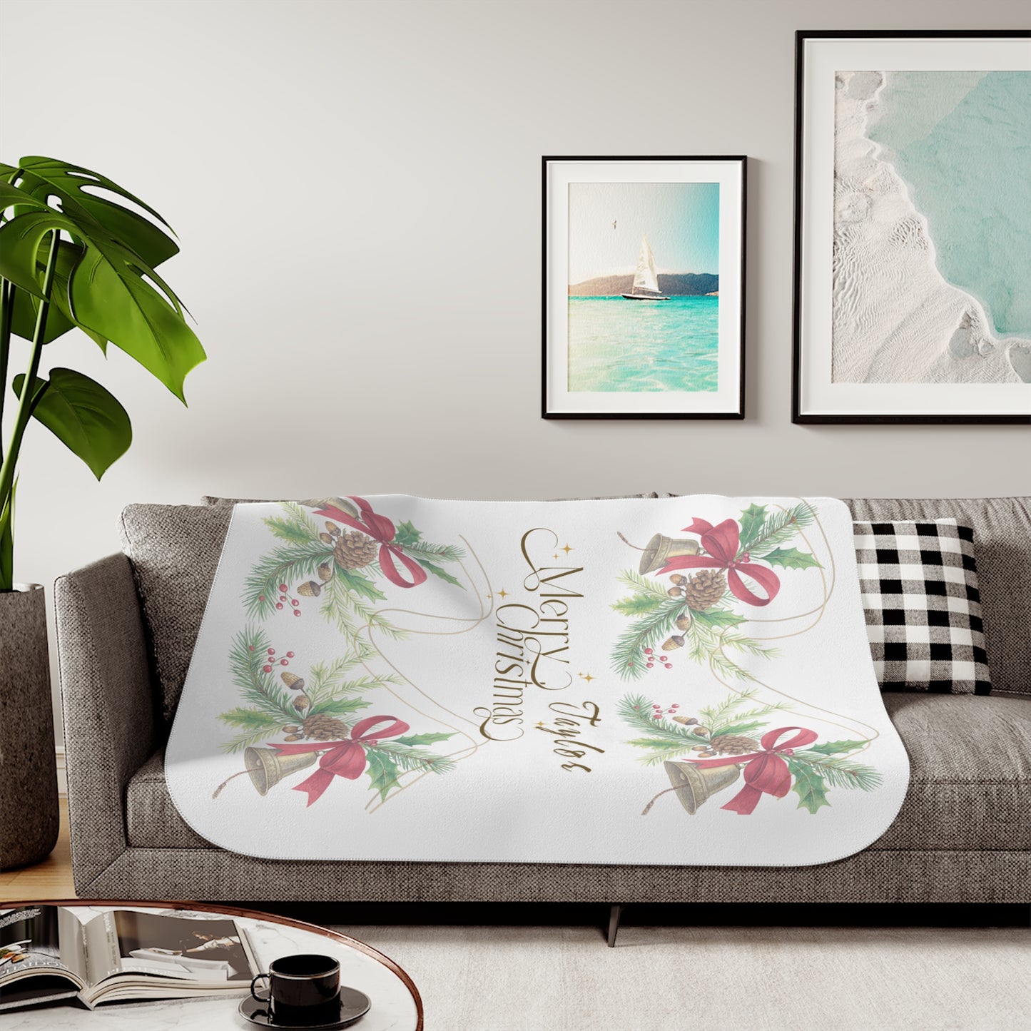 Personalized Sherpa Blanket - Cozy Throw for Christmas Decor