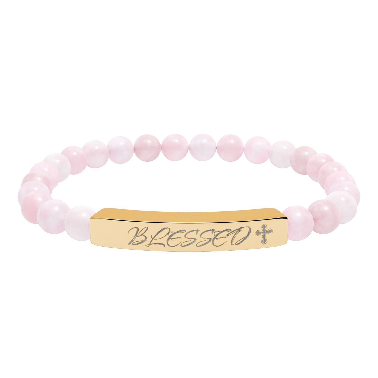 Engravable Natural Stone Bead Bar Bracelet