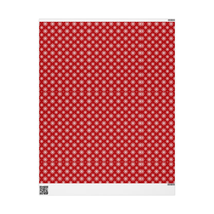 Snowflake Holiday Wrapping Paper - Festive Red Gift Wrap for Christmas and Winter Celebrations