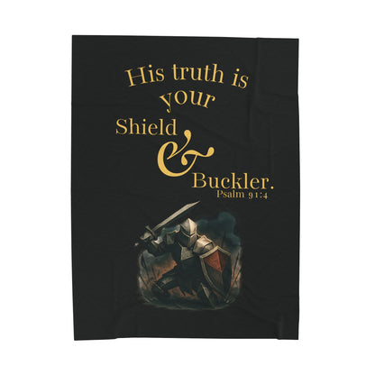 Inspirational Velveteen Plush Blanket - 'His Truth is Your Shield & Buckler'