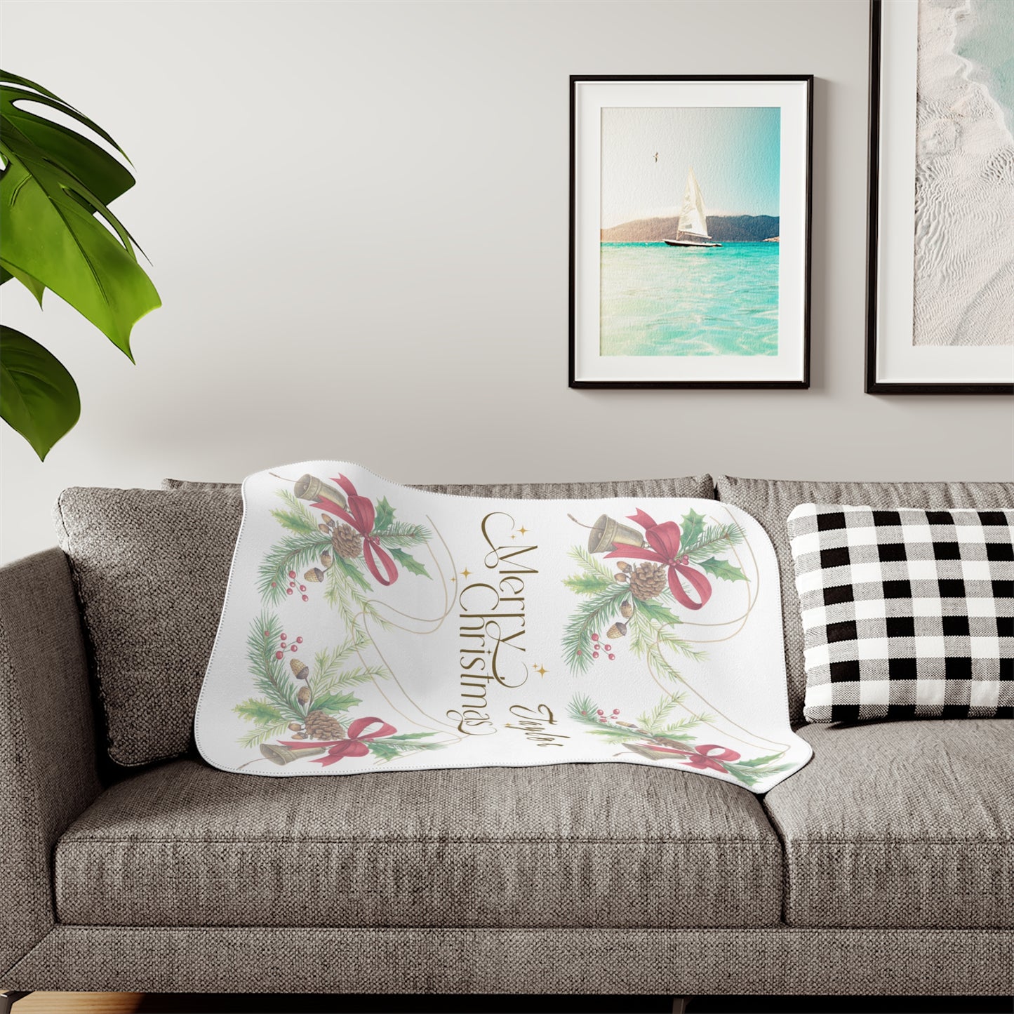 Personalized Sherpa Blanket - Cozy Throw for Christmas Decor