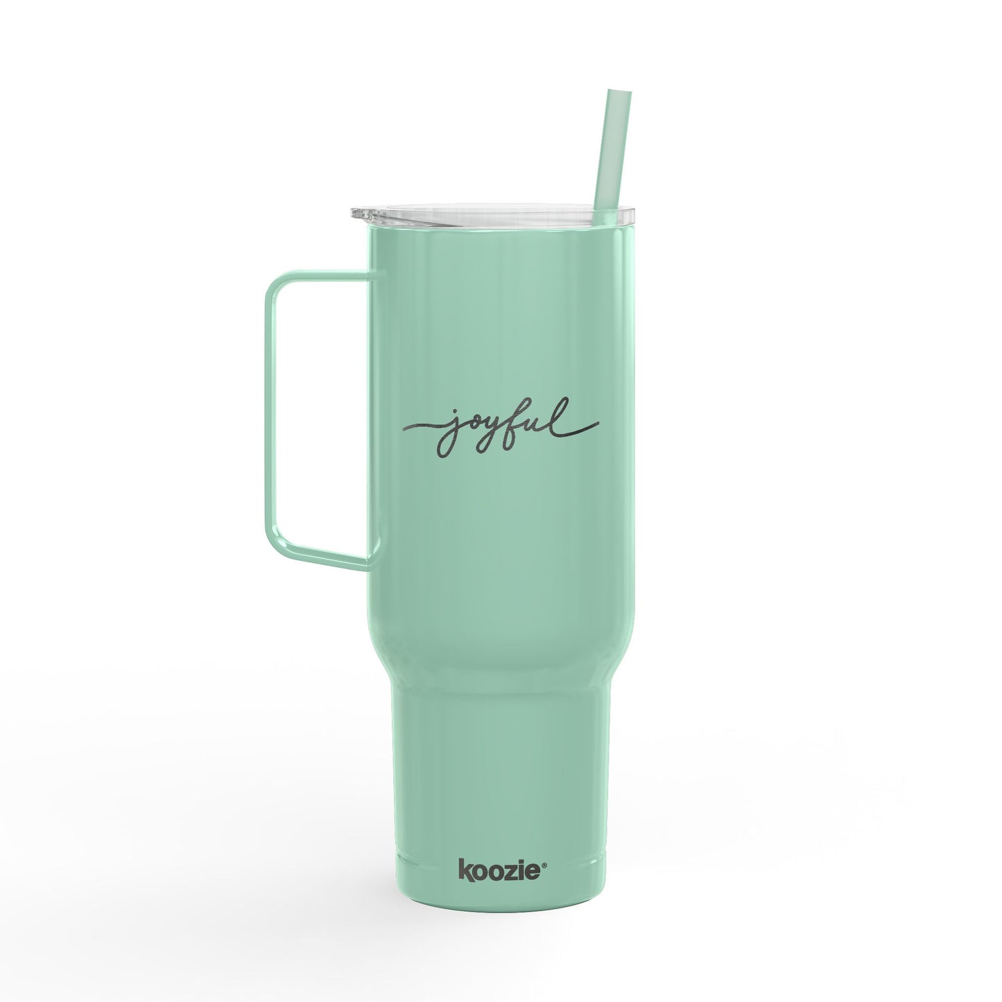 “Joyful” Stainless Travel Mug with Lid & Straw