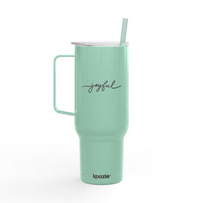 “Joyful” Stainless Travel Mug with Lid & Straw