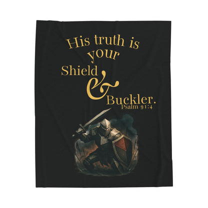 Inspirational Velveteen Plush Blanket - 'His Truth is Your Shield & Buckler'
