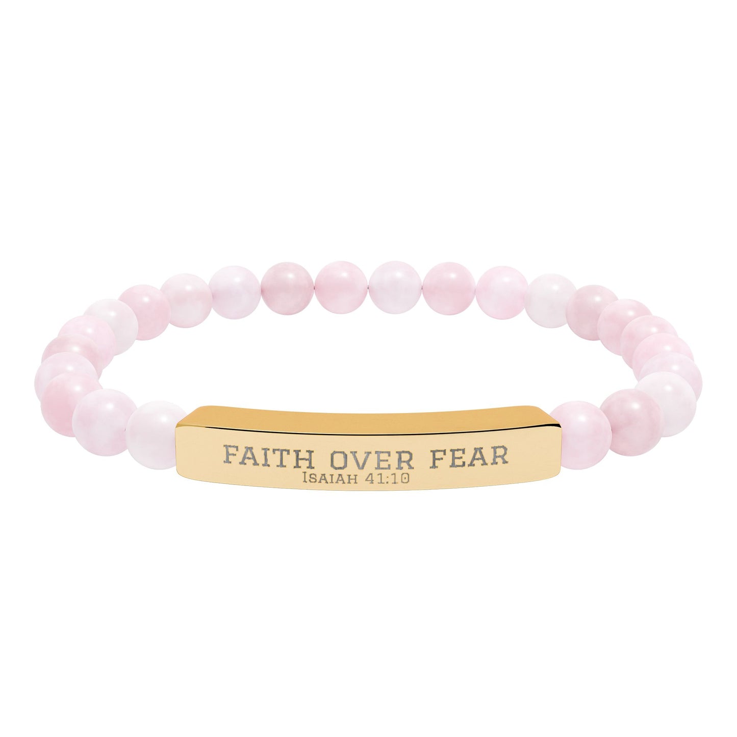 Faith Over Fear Bracelet – Engraved Natural Stone Stretch Bracelet for Teens, Inspirational Christian Jewelry Gift for Boys & Girls
