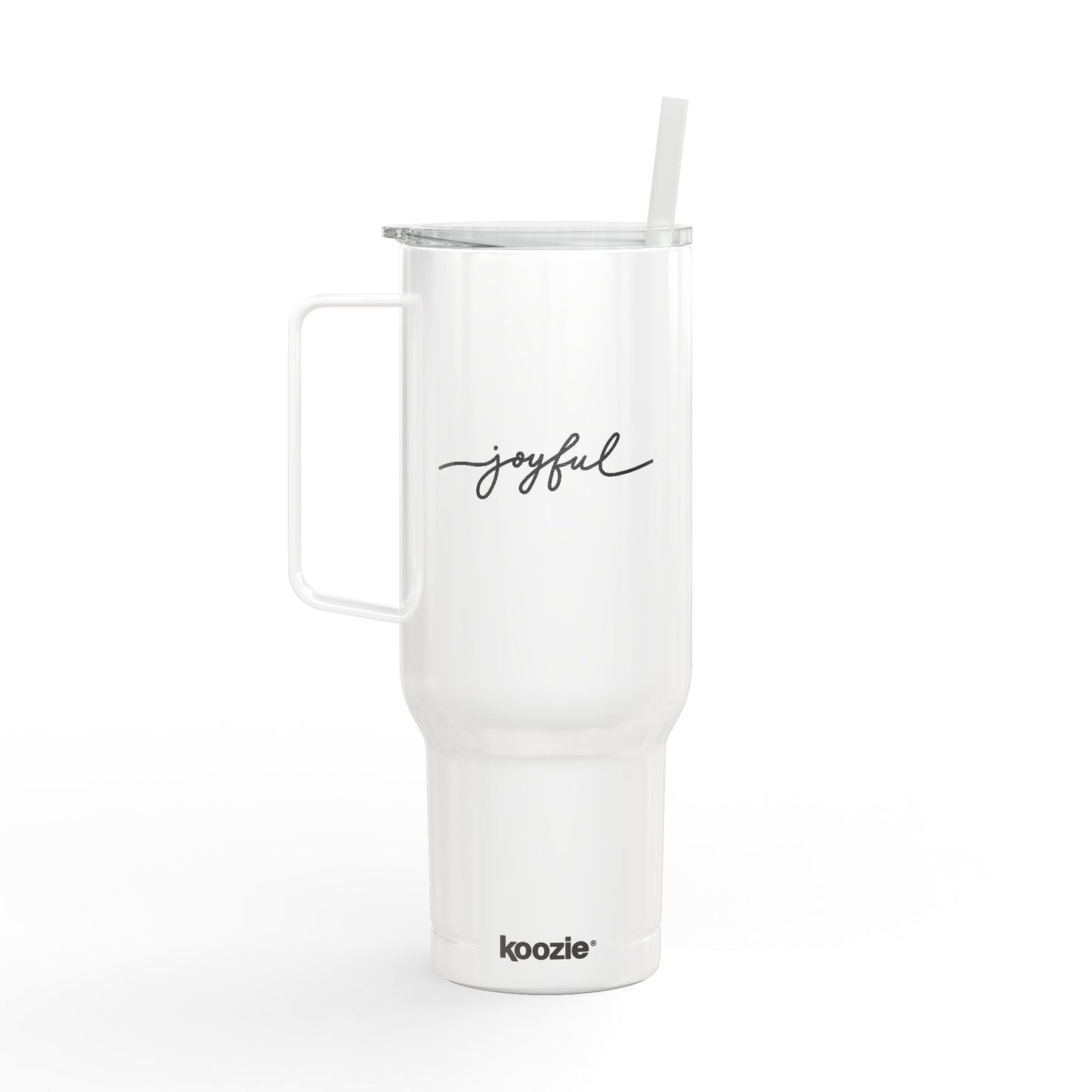 “Joyful” Stainless Travel Mug with Lid & Straw
