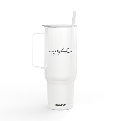 “Joyful” Stainless Travel Mug with Lid & Straw
