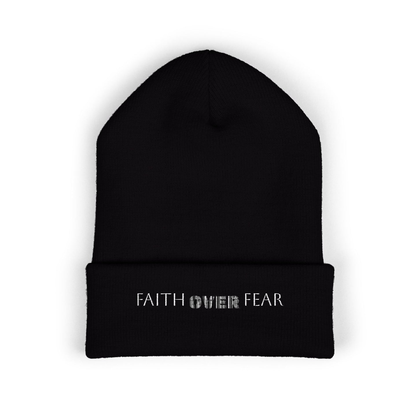 Faith Over Fear Cuffed Beanie with Embroidery