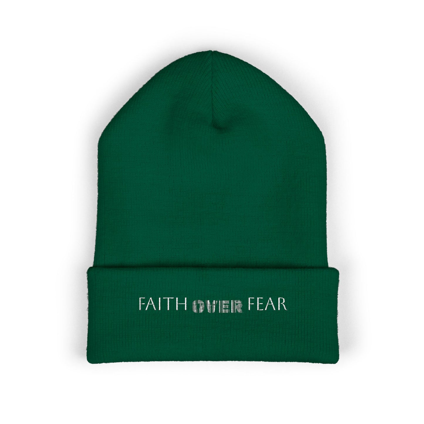 Faith Over Fear Cuffed Beanie with Embroidery