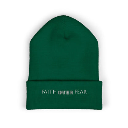 Faith Over Fear Cuffed Beanie with Embroidery